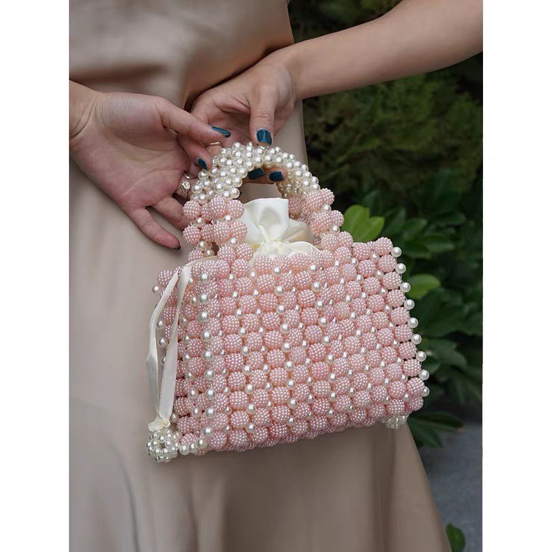 Candy Color-Block Beaded Small Square Bag