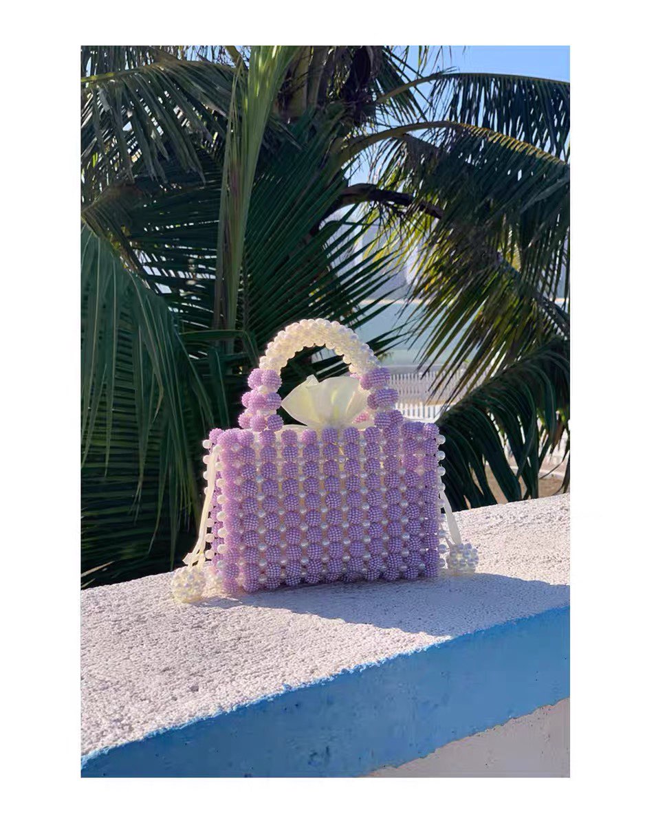 Candy Color-Block Beaded Small Square Bag
